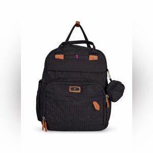 Leleblum Diaper Bag Backpack Black Quilted Laptop Travel Baby Bag